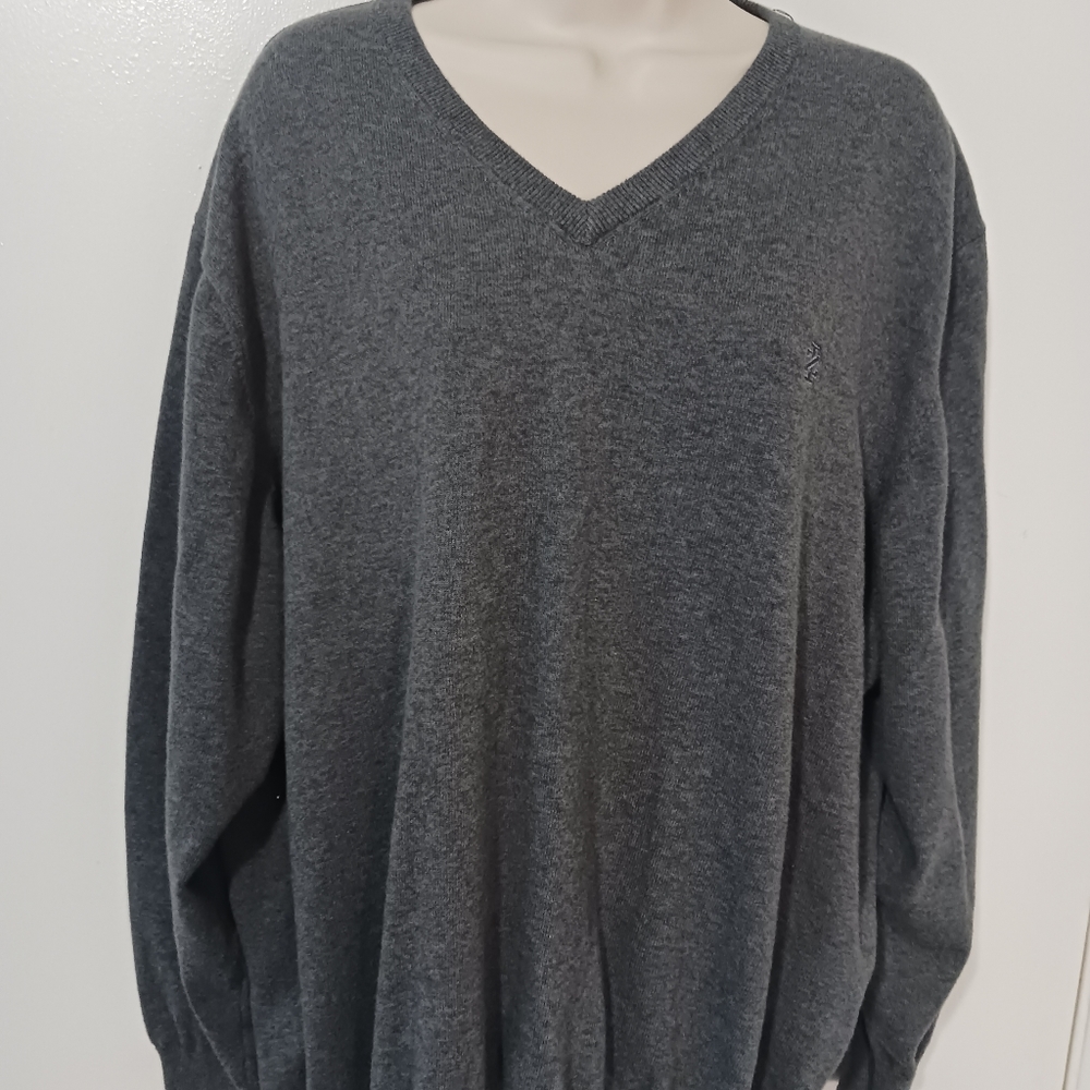 Women's Izod long sleeve pullover v-neck sweater size 2x 2T, color gray